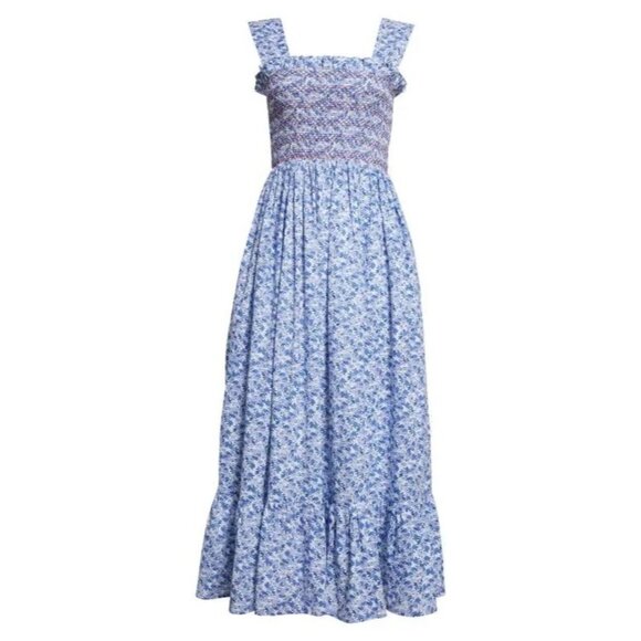 🆕 Mille Garden Smocked Floral Midi Dress Cotton Small - Picture 5 of 12